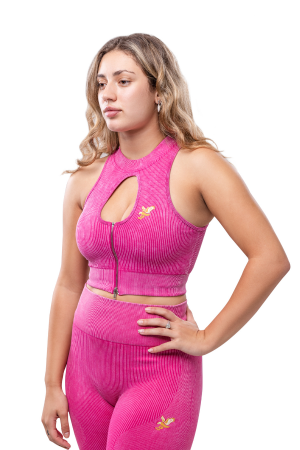 Risen Women Seamless Bra - Hot Pink With Zipper