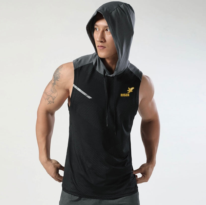 Risen Men Tank Hoodie Black