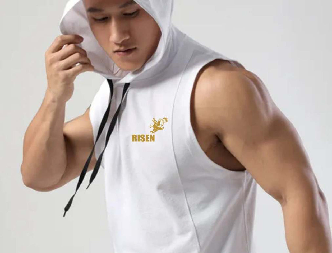 Risen Men Tank Hoodie White