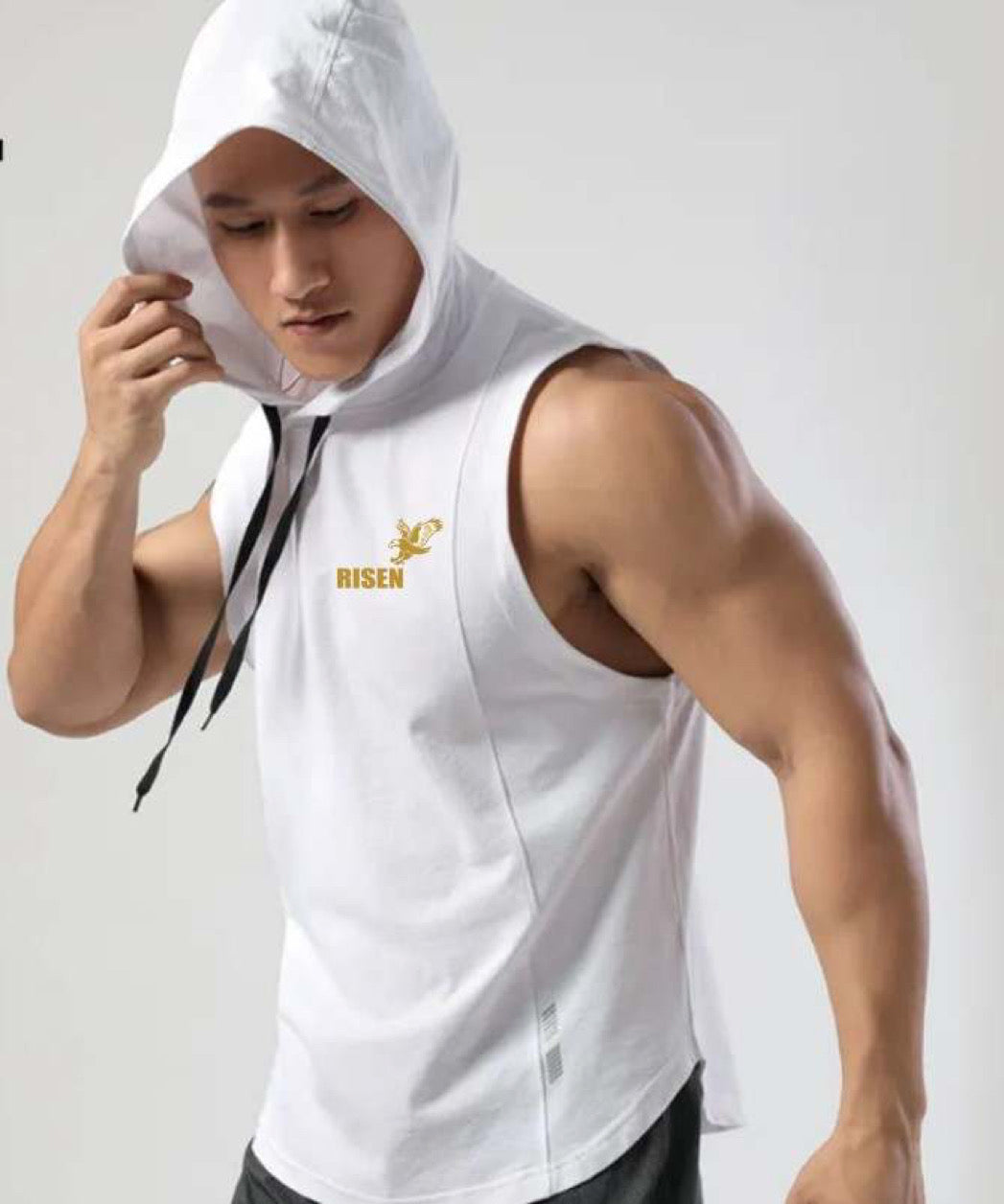 Risen Men Tank Hoodie White