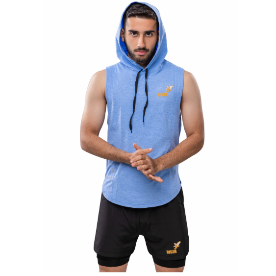 Risen Men Tank Hoodie Blue