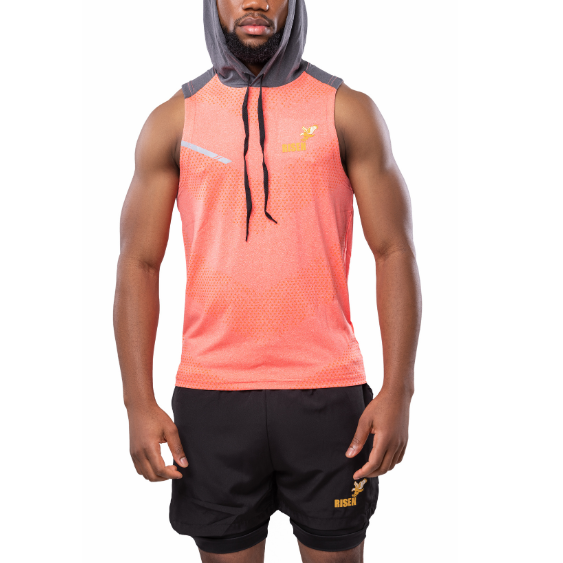 Risen Men Tank Hoodie Pink