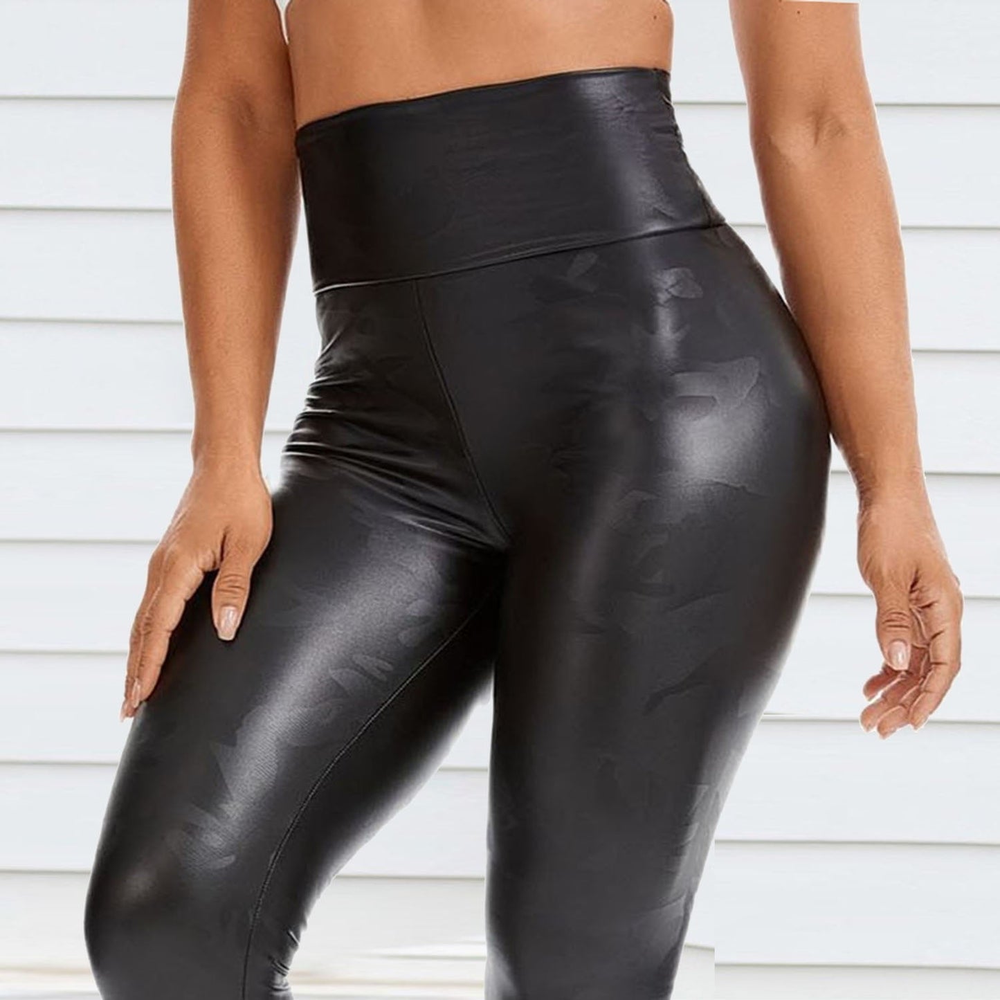 High Waist Sexy Curvy  Leather Leggings