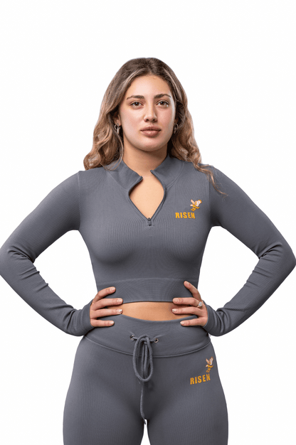 Risen Women Seamless Long Sleeve Shirt - Grey