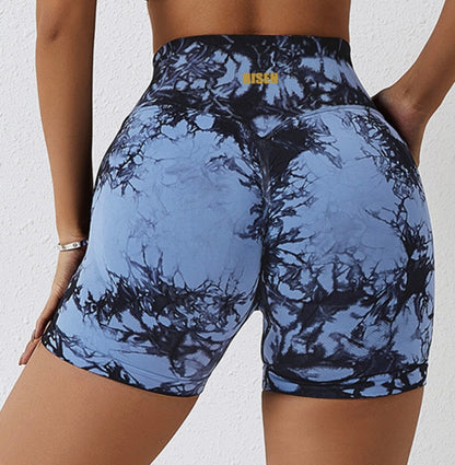 Risen Women Seamless High Waist Shorts - Dark Pastel Blue