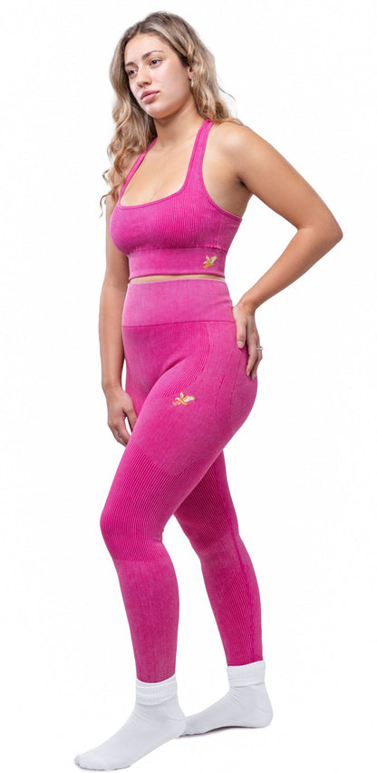 Risen Women Seamless High Waist Legging - Hot Pink